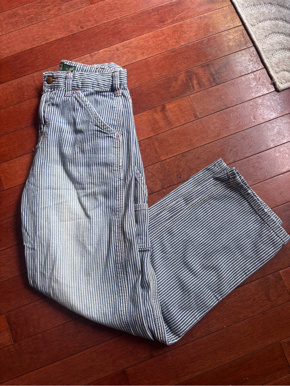 Vintage Polo Country Ralph Lauren Boys Size 12 Hickory Stripe Carpenter Pants